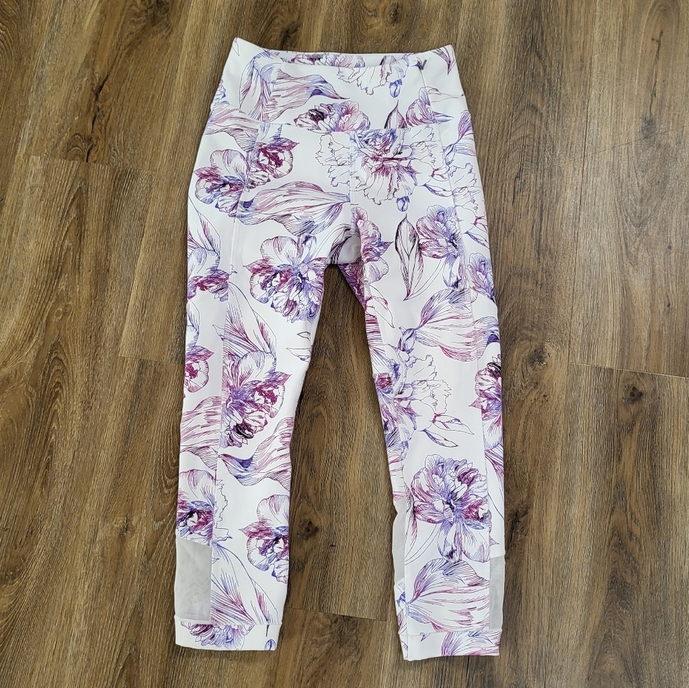 CALIA by Carrie Underwood Floral Leggings - Purple and White